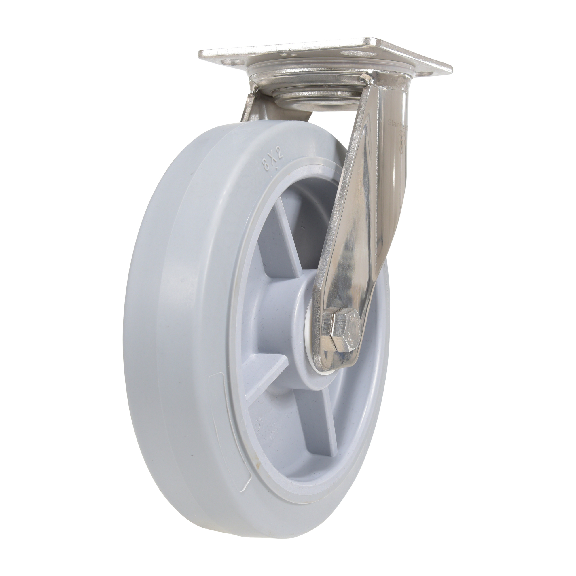 Vestil Thermoplastic Rubber Swivel Caster 8 In. Diameter x 2 In. Width 675 Lb. Capacity Gray